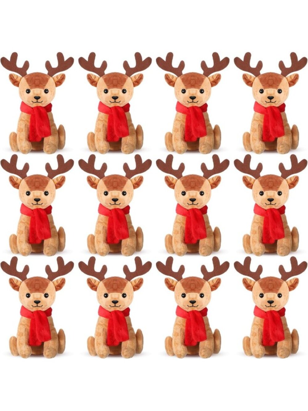 12 Pcs Reindeer Plush Stuffed Animals, 8 Inch Classic Holiday Decor